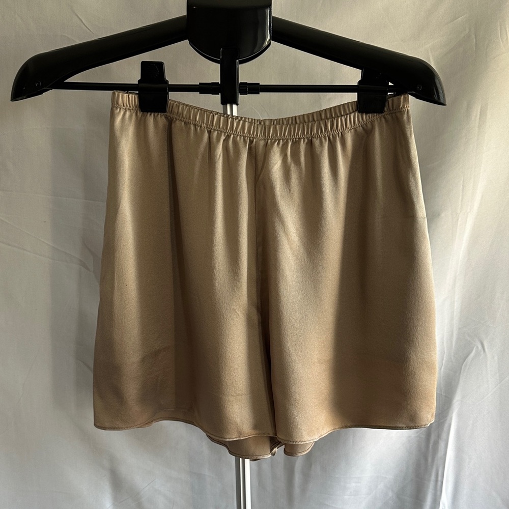 Vince Women's Elastic-Waist Beige Silk Shorts